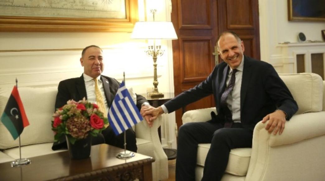 Ο ΥΠΕΞ Λιβυής, Ταχέρ Σαλέμ Αλ Μπαούρ και ο ΥΠΕΞ της Ελλάδας, Γιώργος Γεραπετρίτης Γεραπετρίτης και Αλ Μπαούρ