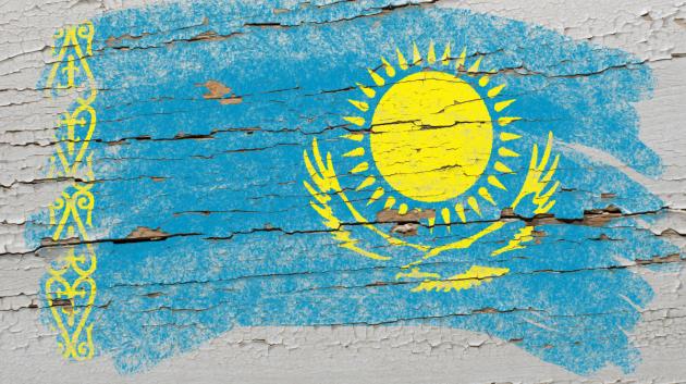 σημαία Καζακστάν vintage ξύλο