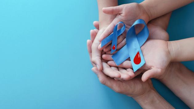 Διαβήτης μπλε κορδέλα χέρια