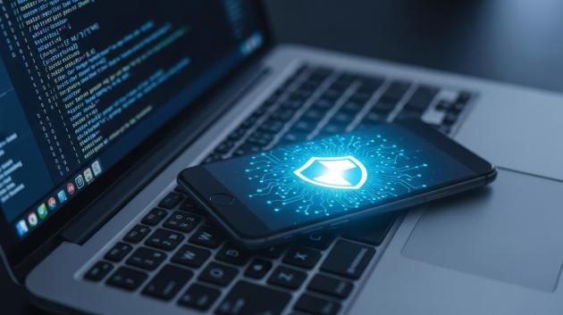 Κινητό σε laptop ασφαλείας