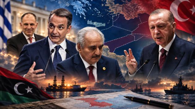 Γεραπετρίτης, Μητσοτάκης, Χαφτάρ, Ερντογάν