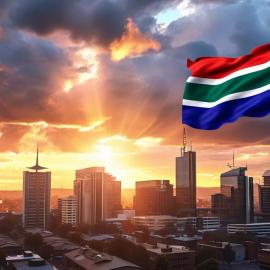 Νότια Αφρική ηλιοβασίλεμα πόλη